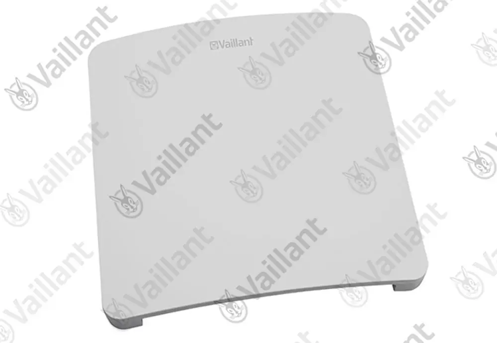 Weiße Abdeckung von Vaillant, flaches Design, passend für das Innenleben des recoVAIR VAR 60/1 D; einfaches, funktionales Element ohne weitere Verzierung.